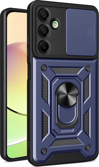 MobyDefend Hoesje - Geschikt voor Samsung Galaxy A16 - Pantsercase Met Draaibare Ring - Blauw