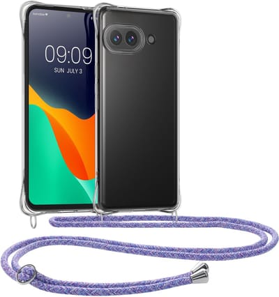 kwmobile telefoonhoesje geschikt voor Google Pixel 9a - Hoesje met telefoonkoord - Back cover in lavendel / paars / lichtblauw