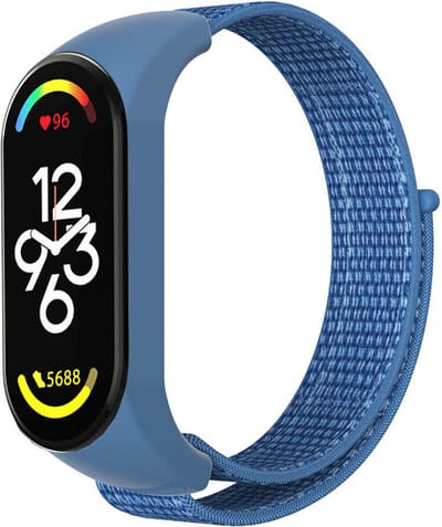 Nylon Smartwatch bandje - Geschikt voor Xiaomi Mi Band 7 nylon bandje - blauw - Strap-it Horlogeband / Polsband / Armband