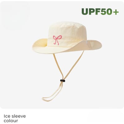 Chapeau de Soleil d'Été Extérieur à Nœud pour Femmes Séchage Rapide Protection Solaire Cordon Chapeau Pêcheur Version Coréenne Randonnée Camping Alpinisme Chapeau Bassin Adjustable beige