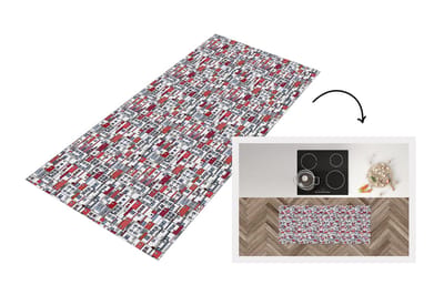 Keukenloper - Loper keuken - Stad - Patroon - Huizen - 120x50 cm - Keukenloper vinyl
