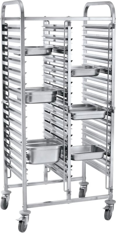 HENDI Dubbele regaalwagen – 30 etages – 798x610x1710 mm – roestvrij staal – 150 kg belasting