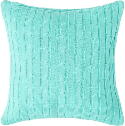 Homescapes Kabelgebreide kussenhoes in pastelgroen, 100% katoen, 45 x 45 cm