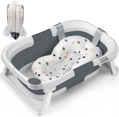 Dailygoods- Babybadkuip Opvouwbaar - Babybad voor Pasgeborenen 0-24 Maanden - Draagbaar - Ruimtebesparend - Geschikt voor Binnen/Buiten - Voor Kinderen 1-7 Jaar