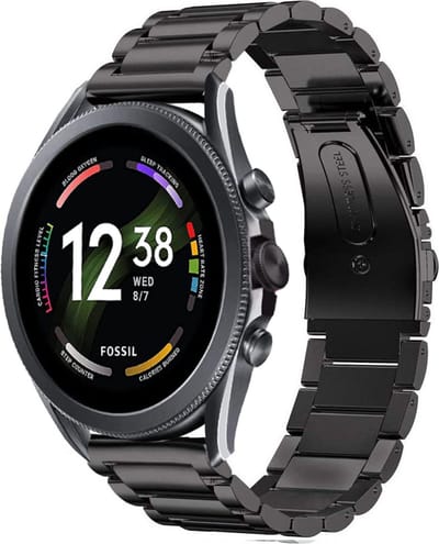 Strap-it Titanium smartwatch bandje - geschikt voor Fossil Gen 6 44mm / Gen 5e 44mm / Gen 5 - zwart