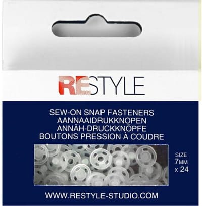 Aannaaidrukknopen 7 mm plastic, 24 stuks