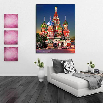 Diamant schilderij volledige ronde Moskou kerk diamant mozaïek strass foto borduurwerk Home decor 20X30CM gray