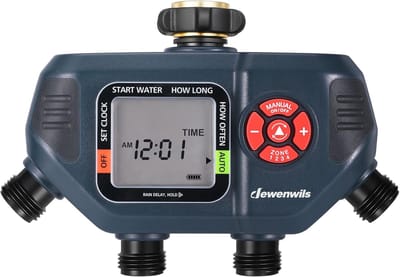 Sprinkler Timer - Water Timer - Automatische Irrigatie - 4 Zones Programmeerbaar - 18.5 x 48.8 x 27.9 cm - Marineblauw