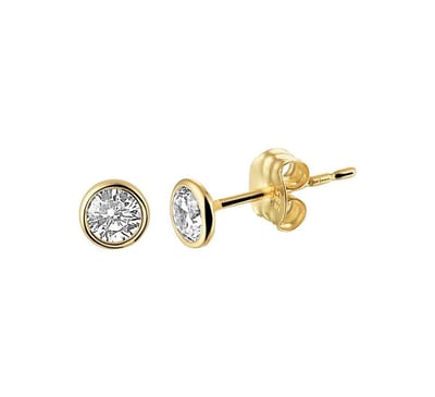 YO&NO - Oorbellen - Goud - Oorknoppen - Zirkonia - 4mm - Sieraden vrouw - 14k - 585 Goud