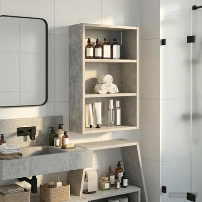 vidaXL - Badkamer - wandkast - Beton - Grijs - 40 - x - 16 - x - 62,5 - cm