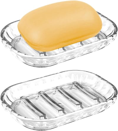 Set van 2 Badkamerzeepbakjes met Afvoer, Antislip Ontwerp, Ideaal voor Badkamer en Keuken, Zeepbesparend en Draagbaar, 13x8.8cm