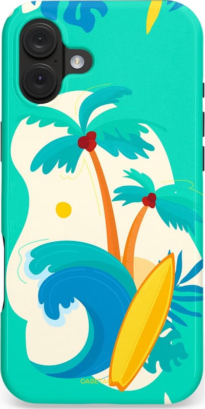 Casetastic hoesje geschikt voor Apple iPhone 16 Plus - MagSafe - Dubbellaagse bescherming - Golvennoot - Fashion Case - Turquoise Crème