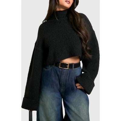 boohoo Dames Nep suede chunky gouden gesp boyfriend-gordel | Zwart