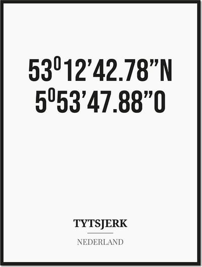 Poster/kaart TYTSJERK met coördinaten