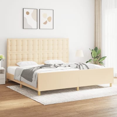 vidaXL - Bedframe - zonder - matras - stof - crèmekleurig - 200x200 - cm