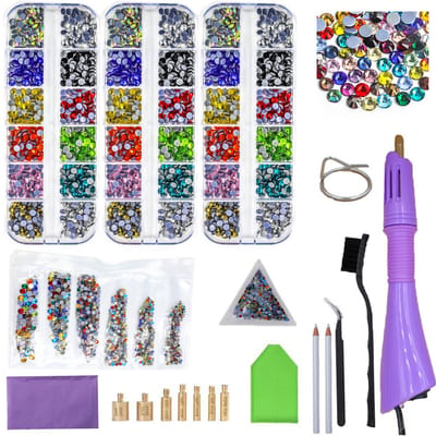 OUYLAF strass steentjes set - strass steentjes hotfix - strass steentjes decoratie - Sieradenaccessoires - strass steentjes hot fix - paars - voor Kleding, Mokken, Schoenen & Nagels - Hobby Pakket