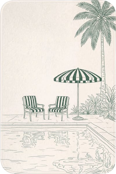 Badmat 60x90 cm - Antislip - Terras - Illustratie - Groen - Badmatten voor badkamer - Badkamermat - Douchemat - Badkamer mat