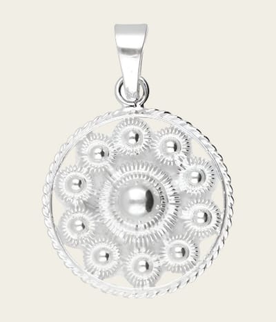 Zilveren Goese platte knop knoop 23 mm. ketting hanger