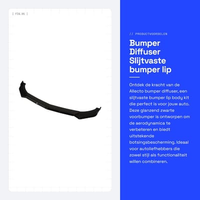 Dailygoods- Bumper Diffuser Universele Slijtvaste Bumper Lip - Verstelbaar - Botsingsbescherming - Glanzend Zwart - Sterke Bescherming - Elegante Look - Voorbumperlip