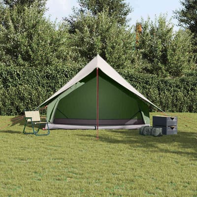 vidaXL - Familietent - met - dak - Groen - en - Wit - 256 - x - 256 - x - 185 - cm