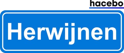 Hacebo - Plaatsnaam Sticker - 29x10 CM - Herwijnen sticker - Verkeersborden sticker - grappige cadeaus - Herwijnen