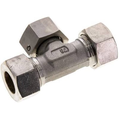 18L RVS T-stuk Knelfitting Draaidoorvoer 315bar FKM Verstelbaar ISO 8434-1