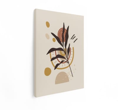 Artaza Canvas Schilderij Boho - 30x40 cm - Wanddecoratie Abstracte Plant - Muurdecoratie Aardetinten - Schilderijen Op Canvas