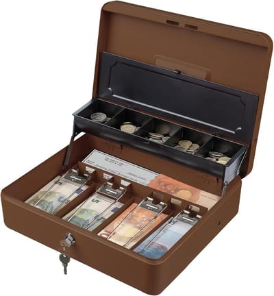 Kassalade met 4 Munt- en 5 Biljetvakken - Automatisch en Handmatig Openen - 30x24 cm voor POS en Winkel