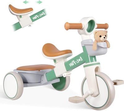Kinderdriewieler - Loopfiets - Buiten spelen - Met opbergmand - 73 cm lang - Mintgroen