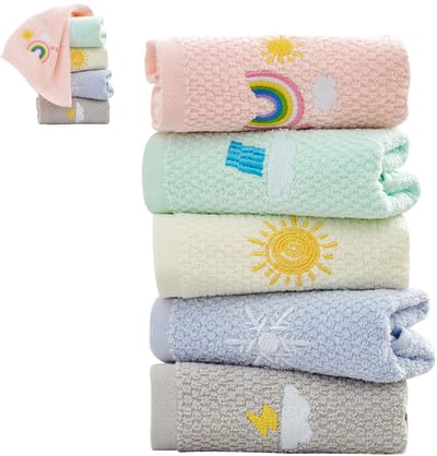 Washandjes, gezichtsdoeken, handdoekenset, weerpatroon, borduurhanddoeken (5 kleuren)