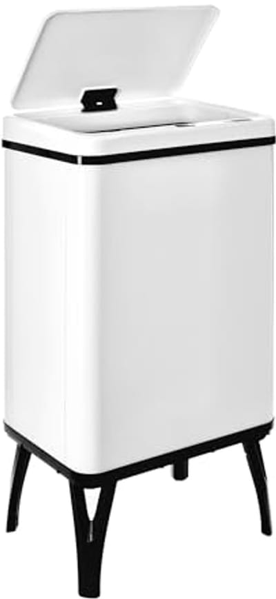 Intelligente afvalemmer - Sensor prullenbak - Hygiënisch afval scheiden - Automatisch openend deksel - 40 liter - Wit