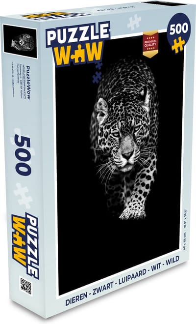 Puzzel Dieren - Zwart - Luipaard - Wit - Wild - Legpuzzel - Puzzel 500 stukjes