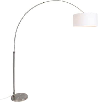 QAZQA Satin - Staande booglamp - 1 lichts - L 1950 mm - Wit