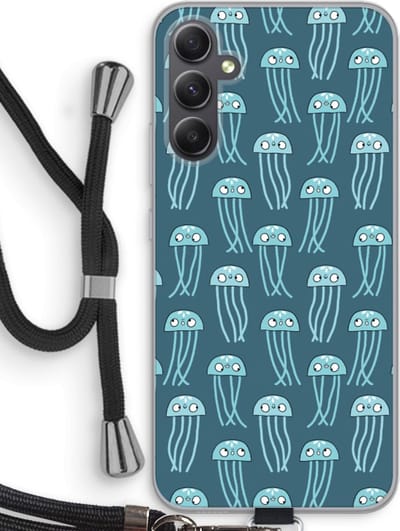 Case Company® - Hoesje met koord geschikt voor Samsung Galaxy A34 hoesje met Koord - Kwallie - Telefoonhoesje met Zwart Koord - Bescherming aan alle Kanten en Over de Schermrand