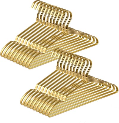 Famanu – Set van 20 aluminium kledinghangers met gladde afwerking – Goud