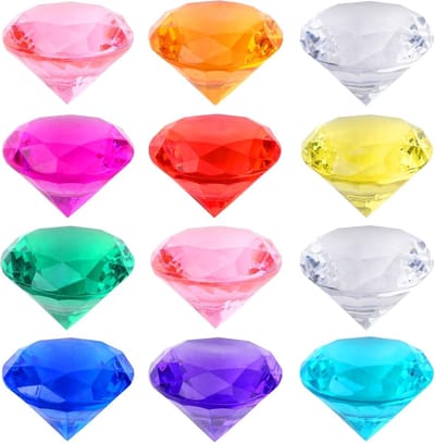 Solidchoice - Set van 12 Gekleurde Acryl Diamanten voor Decoratie en Feestjes