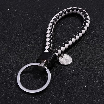 Sleutelhanger Leer - Zwart /Wit