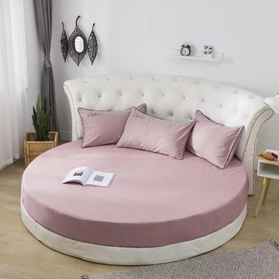 Hoogwaardige Ronde Sprei van Puur Katoen 200cm Ronde Hoeslaken 100% Katoen Effen Kleur Bedrok Zonder Kussensloop 1pc Sheet 220cm
