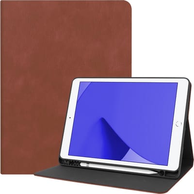 Hoes - Geschikt voor Apple iPad 7 (2019) - 10.2 inch - 7e Generatie - Luxe Bookcase - Hard Cover Case - Met Uitsparing Geschikt voor Apple Pencil - Hardcover Book Tablet Hoesje - Bruin