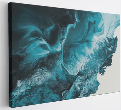 Saammp Canvas Schilderij - Blauwe golfen - Abstract - 30x20 - Foto op canvas - Wanddecoratie - Muurdecoratie Woonkamer - Slaapkamer decoratie - Canvas Print