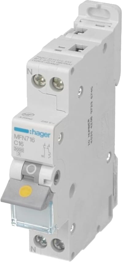 Veiligheidsschakelaar - Stroomonderbreker - Elektrische beveiliging - DIN-railmontage - 20A 230V - Grijs
