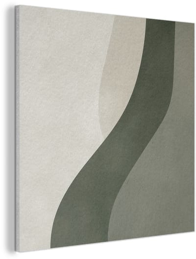 Akoestisch wandpaneel 80x80 cm - Vilt schilderij Japandi - Groen - Abstract - Modern - Akoestische panelen - Geluidsdempende wanddecoratie - Geluidsisolatie woonkamer - Muurdecoratie geluidspanelen