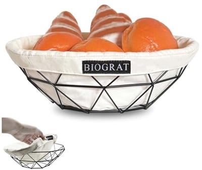 Moderne Zwarte Broodmand en Fruitmand van Metaal - Ø 26,5 cm - Handgemaakt Design