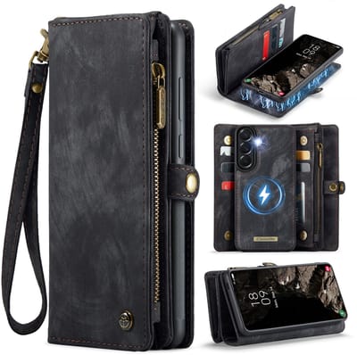 CaseMe Hoesje - Geschikt voor Samsung Galaxy A37 Hoesje - CaseMe 008 2-in-1 Book Case & Back Cover met Portemonnee - Zwart