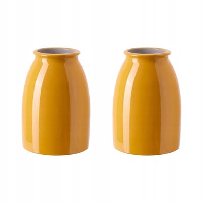 Set van 2 Jaskrawo Gele Keramieken Vazen - 21 cm Hoog