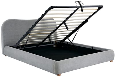 Vente-unique Bed met opbergruimte stof lichtgrijs 120 x 190 cm