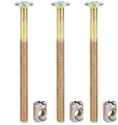 Verbindingselementen voor Meubels, Set van 10 Gegalvaniseerde Schroeven met Cylinder Moeren M6 in Diverse Lengtes van 40 mm tot 100 mm