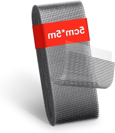 Zelfklevende Reparatietape voor Vliegenhorren, 50mm x 5m, Insectenbescherming voor Deuren en Ramen, Herstelset voor Muggen en Insecten, Grijs