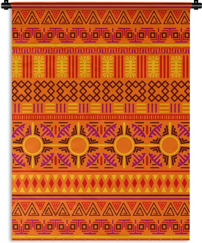Wandkleed - Wanddoek - Patronen - Oranje - Zon - 90x120 cm - Wandtapijt