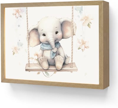 Wandlamp 40x30 cm - Oplaadbaar - Olifant - Dier - Kinderen - Wandlampen binnen woonkamer - Slaapkamer lamp - Decoratieve nachtlamp - Vloerlamp draadloos